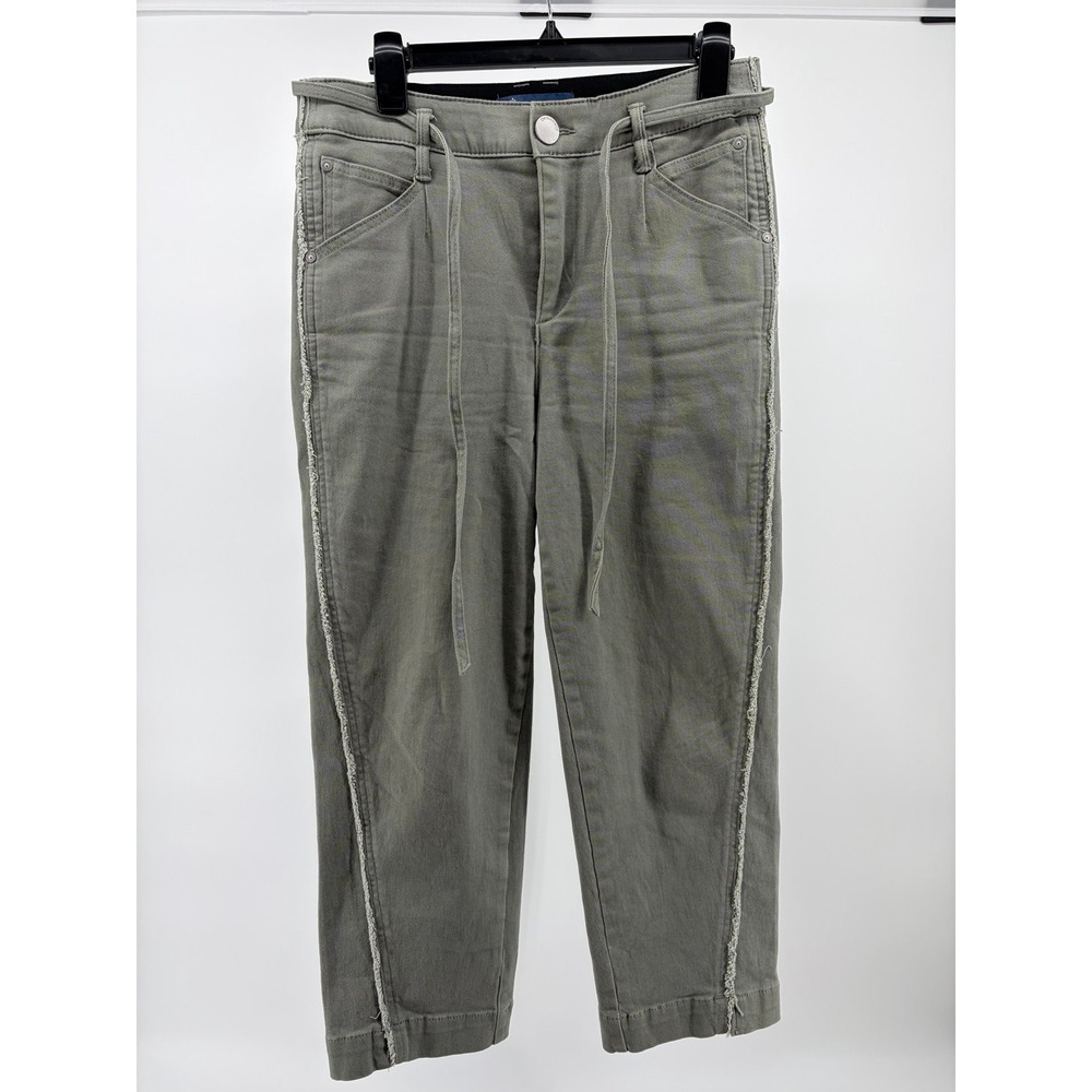 Democracy "Ab"solution, Mid-Rise Frayed Sides W/Tie Belt, Olive, Women's Size 6P
